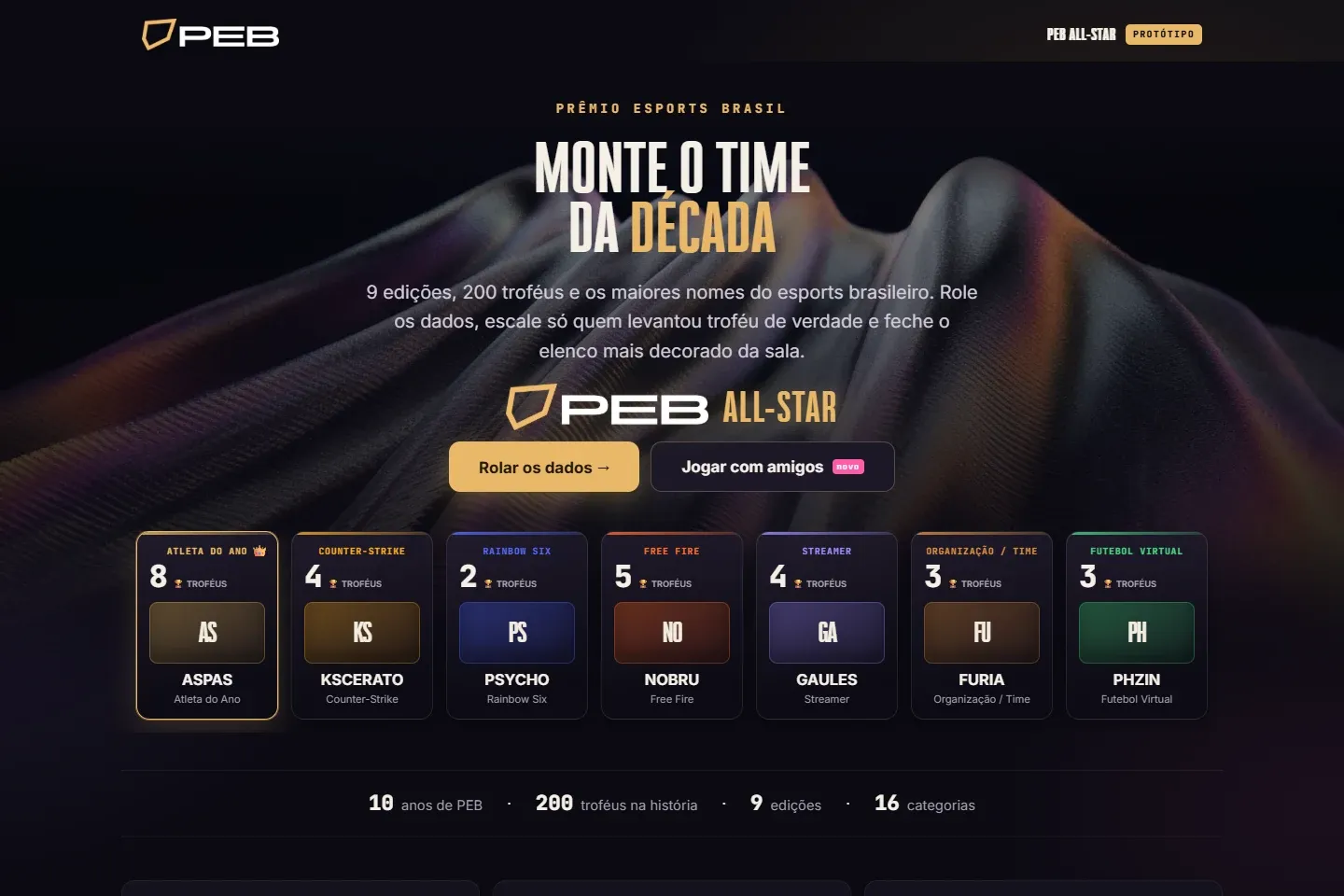 Captura da página PEB All-Star em computador.